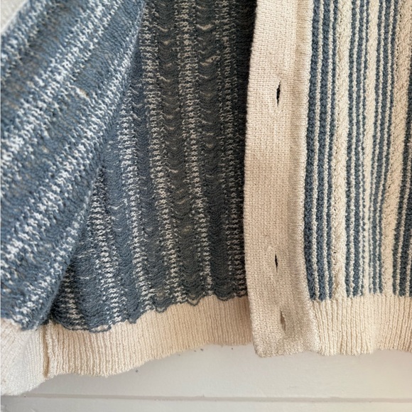 Octobre Editions (Sezane) Alessio Men's Striped Cardigan - Blue and Cream - Picture 7 of 8